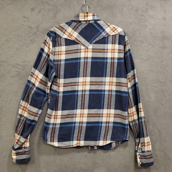 Hollister Flannel Shirt Men's Size Medium Plaid Pearl Snap Front Western - Picture 2 of 7